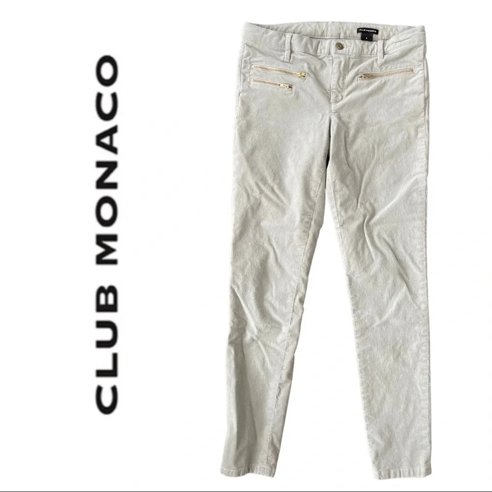 Club Monaco Skinny Pant Corduroy Front Zipper Pockets Light Gray Size 8